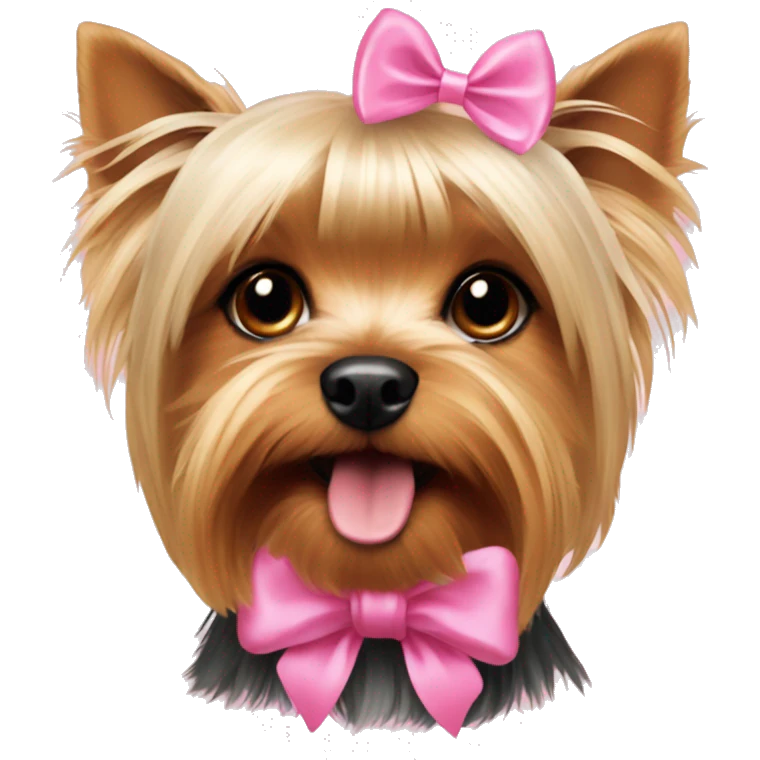 Yorkshire terrier with pink bow emoji
