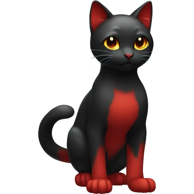 Shiny Black-Red Dark-type-Fakémon-Cat full body emoji