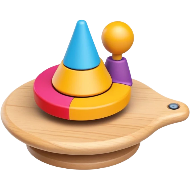 spinning top toy with motion lines, fun and friendly emoji