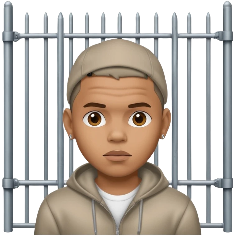 Chris brown standing in front of a gate  emoji