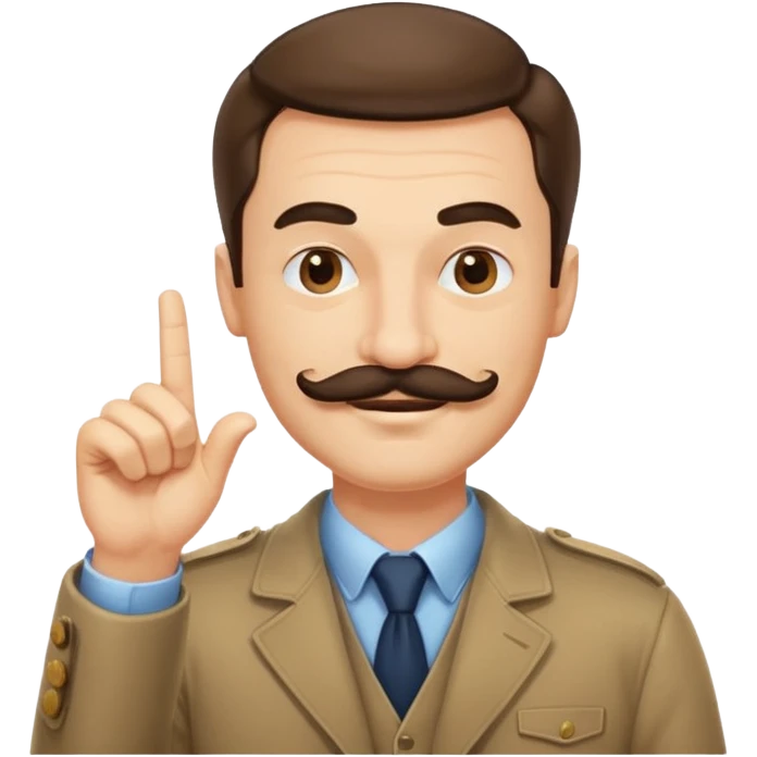 un uomo baffuto spocchioso con il dito alzato e con sguardo compiaciuto da chi la sa lunga con sopacciglio alzato e sorriso emoji