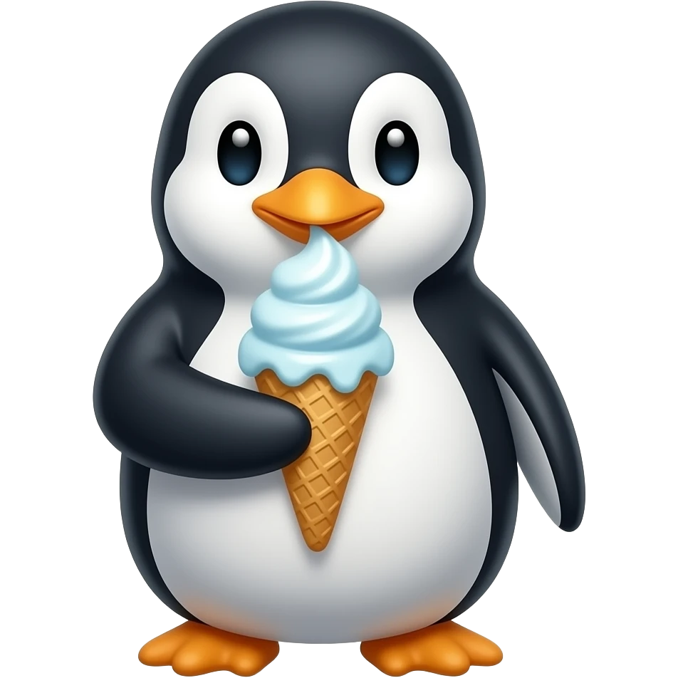 pennguin with ice cream emoji
