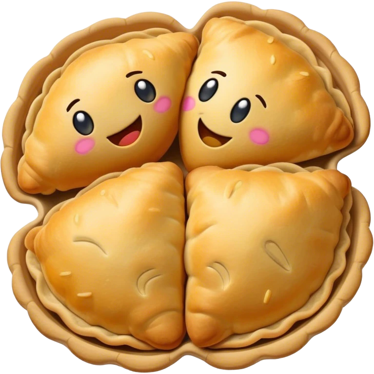 Empanadas Cinematic Realistic Empanadas Dish Emoji, depicted as crispy, golden empanadas made with cornmeal and filled with savory ingredients, rendered with rich textures and vibrant, appetizing lighting. emoji
