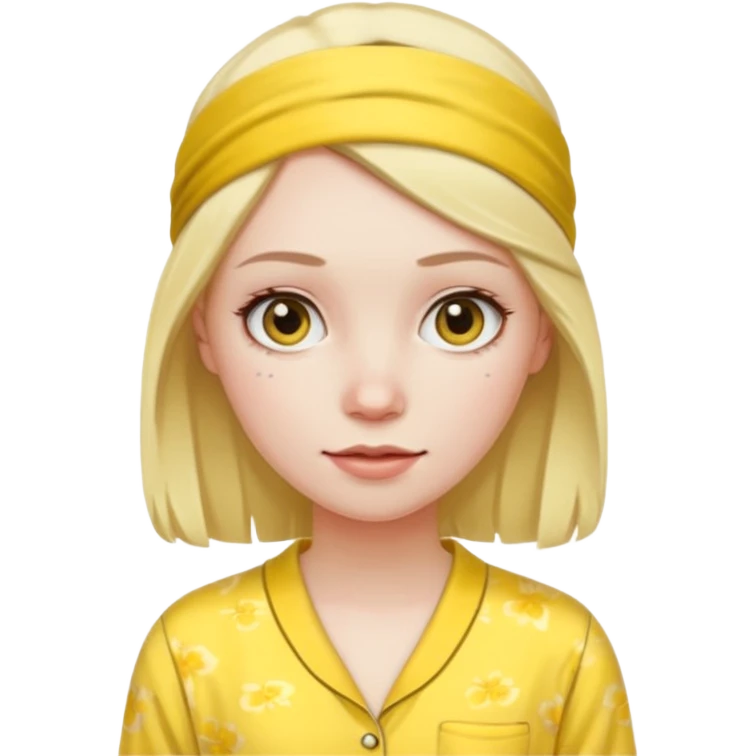 women in yellow pyjamas with headband emoji