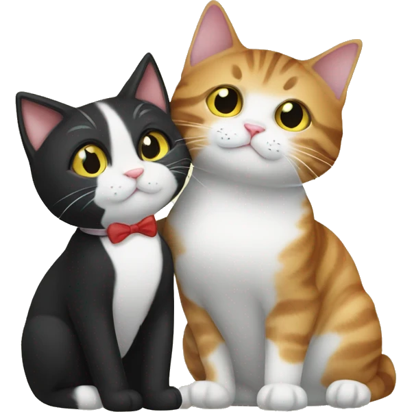 tuxedo cat kissing tabby cat emoji