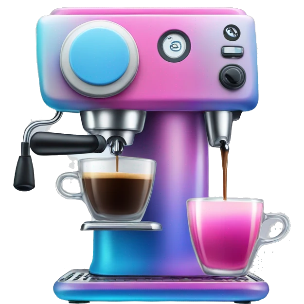 Pink and blue gradient hue espresso machine emoji