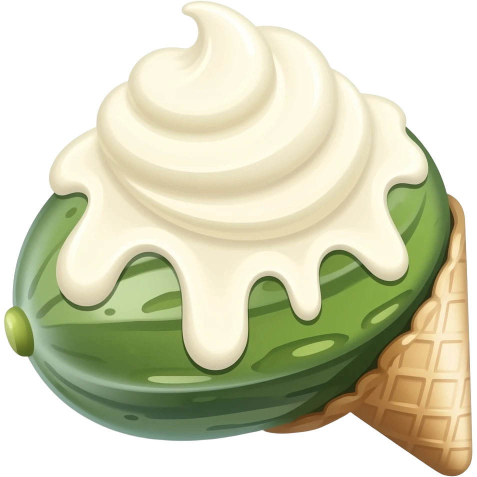Pickle without a stem ice cream in a cone emoji