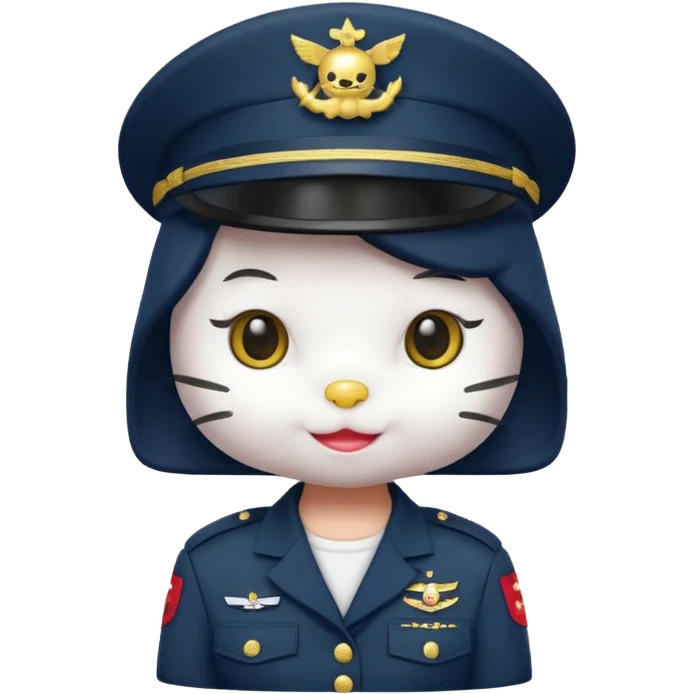 Hello kitty, in a navy seal military uniform emoji