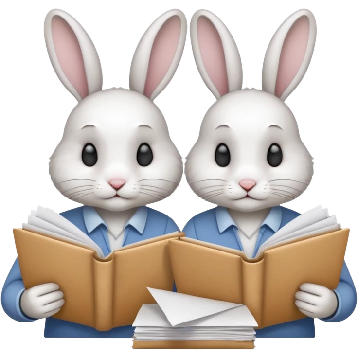 two rabbits working on research emoji