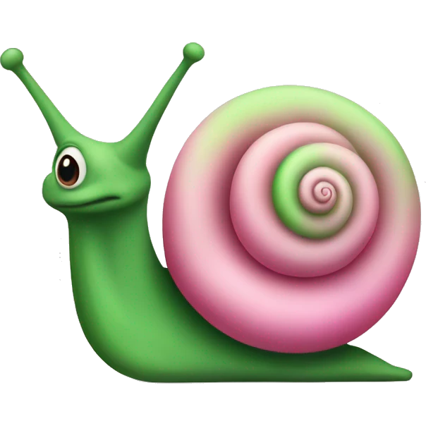 Classy pink and green snail emoji