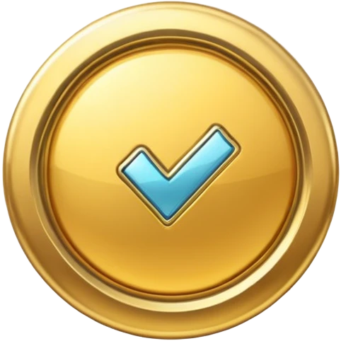 gold badge with a checkmark emoji