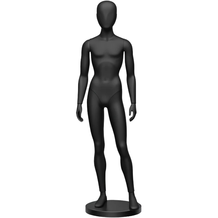 Minimalistic flat vector icon, iOS style, thin black contour on white background. Matte black mannequin in front of in 3D monochrome style. emoji