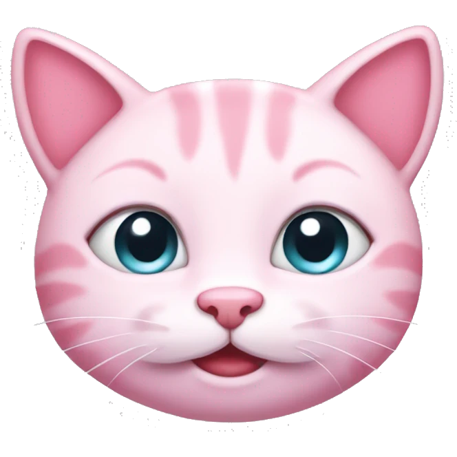 Cute happy pink kitty face emoji