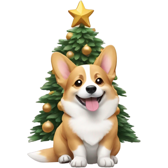 Corgi with new year tree emoji