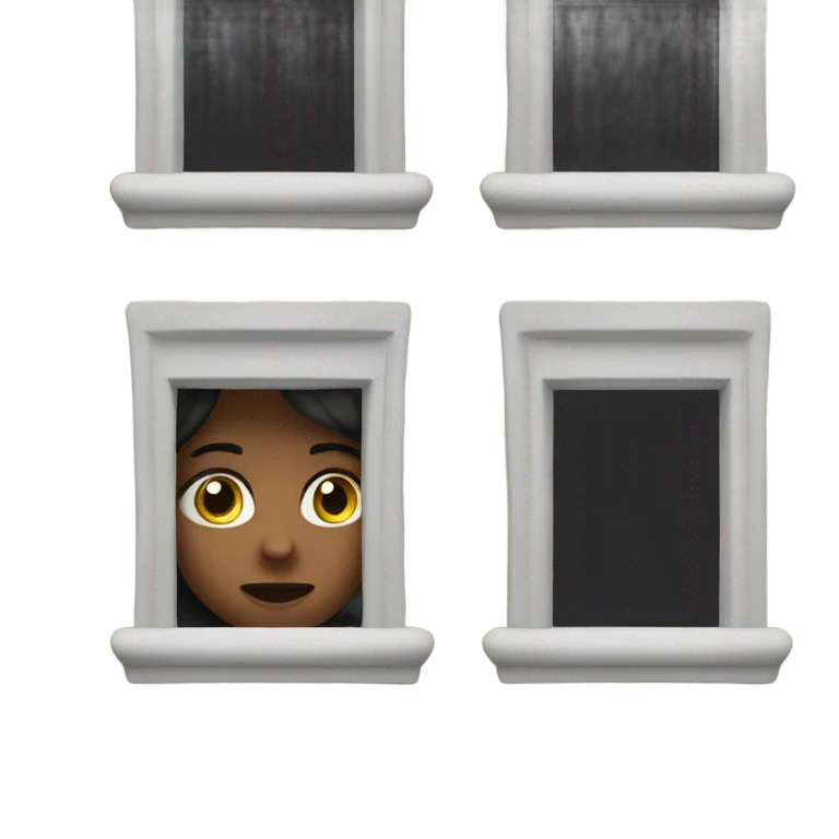 girl appearing through a window with a questioning face emoji