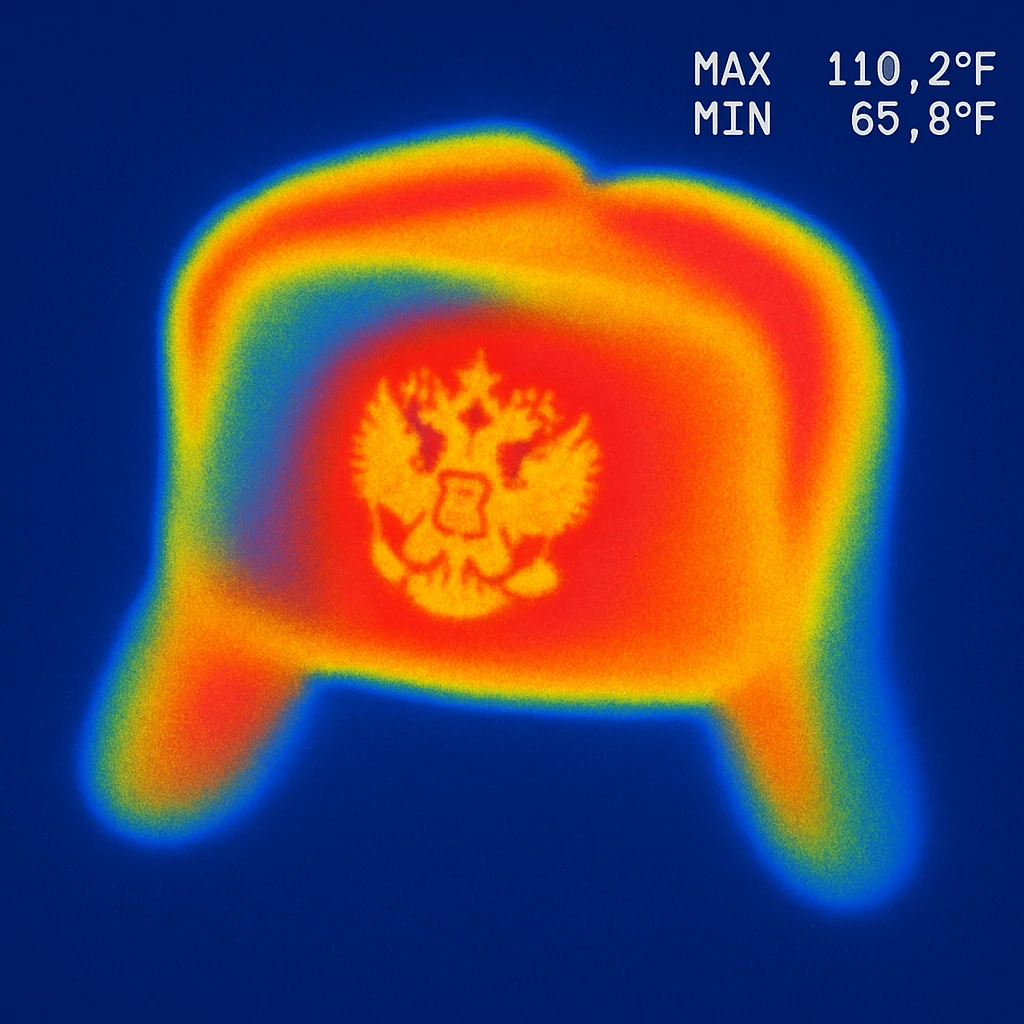 Russian ushanka hat with the emblem of Russia with a background emoji