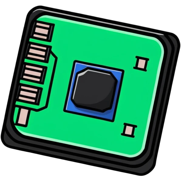 cartoon microchip with spark effects, electronics engineering concept emoji