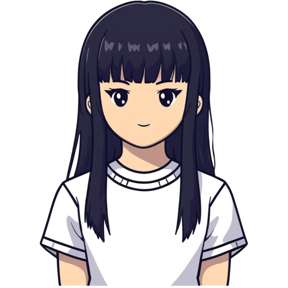 anime girl with black bangs emoji