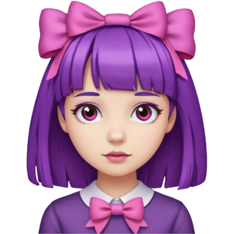 girl with bangs and purple hair and pink hairbow emoji