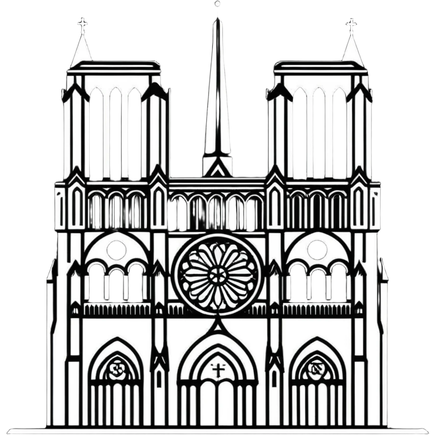Notre Dame Cathedral in Paris with its iconic Gothic architecture and towers emoji