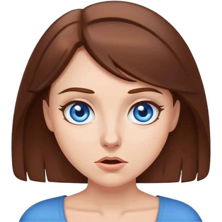 mulher de cabelo castanho e pele clara, e olhos azuis, dando de ombros emoji