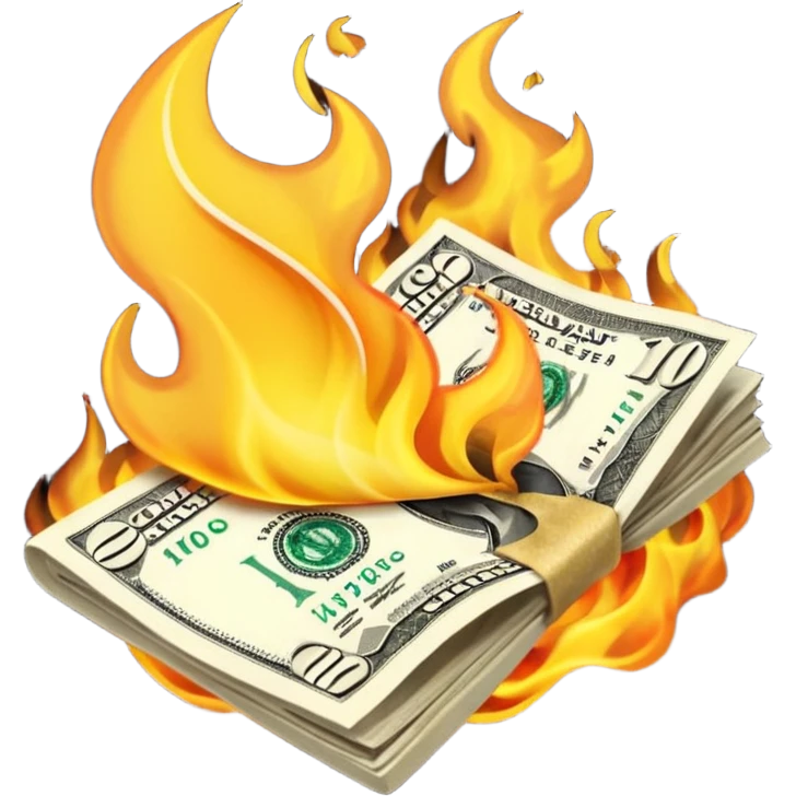 burning one money emoji