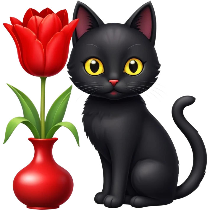 A cute  little cat and tulip emoji