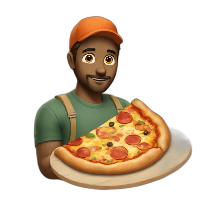 Leon con una pizza emoji