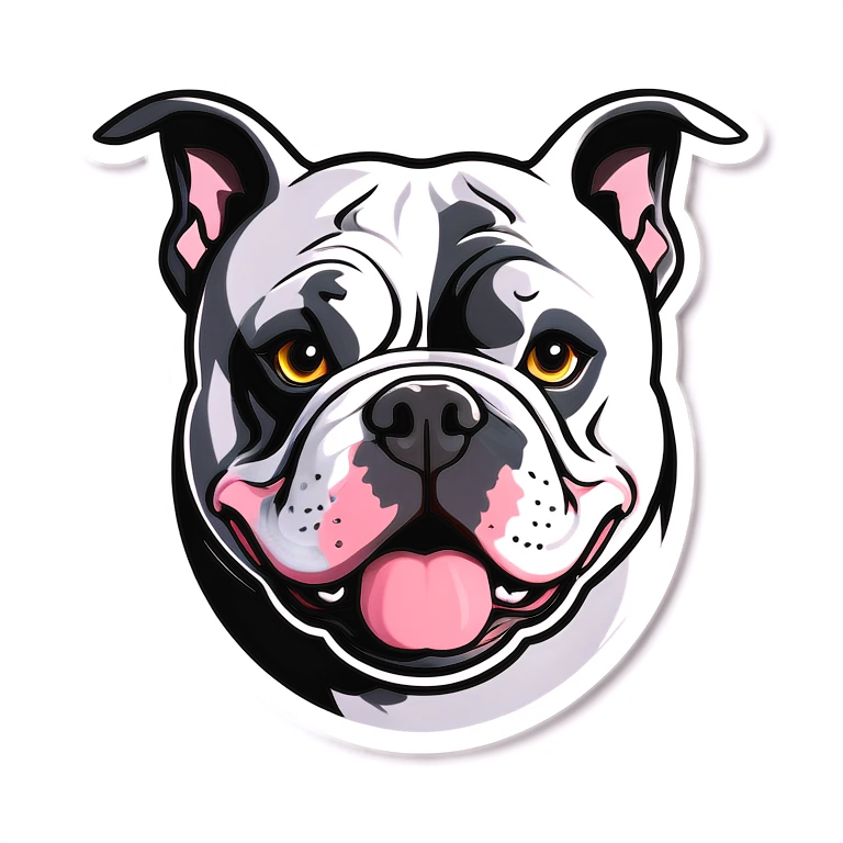 American bully white with grey patch over left eye  emoji