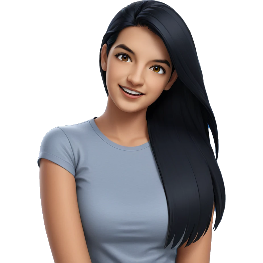 smiling girl in black shirt emoji