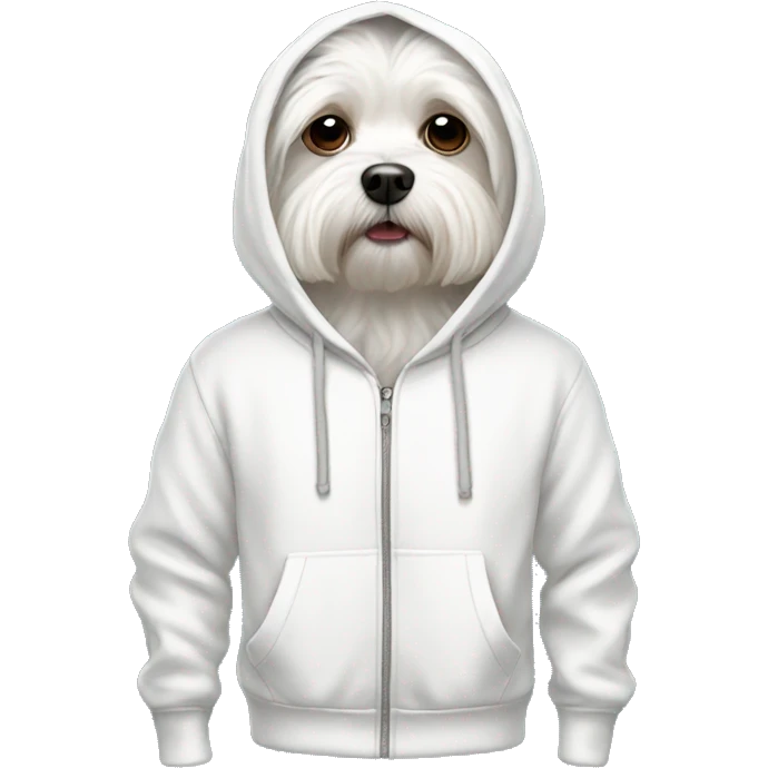 maltese dog wearing a hoodie emoji
