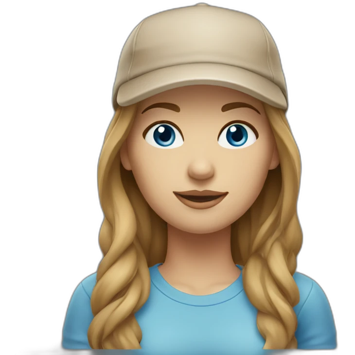 middle haired women light brown hair with beige cap blue eyes  emoji