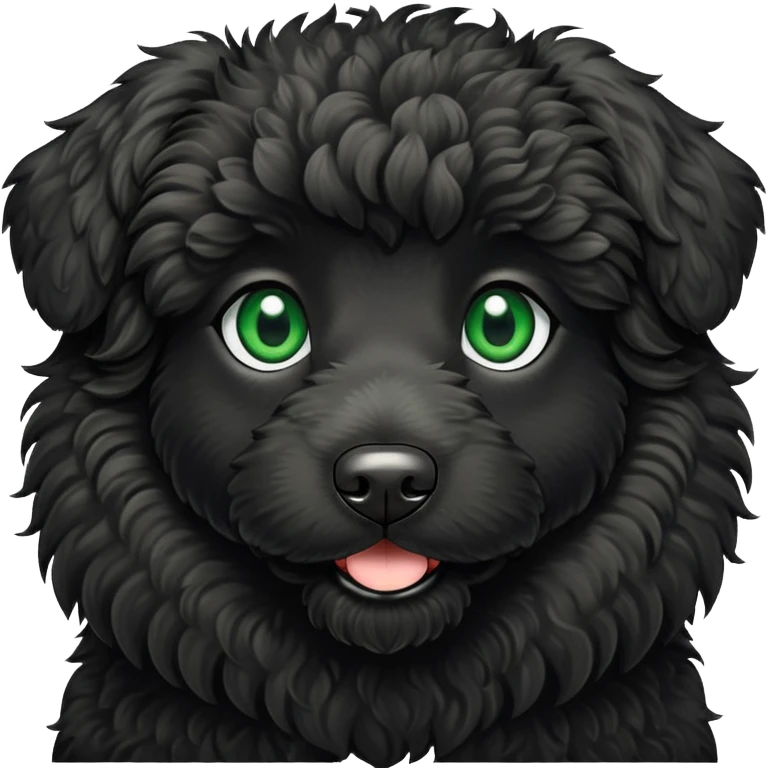 Green eyed black doodle dog emoji