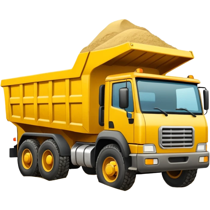 Draw a yellow dump truck with an open bed full of sand or gravel. emoji