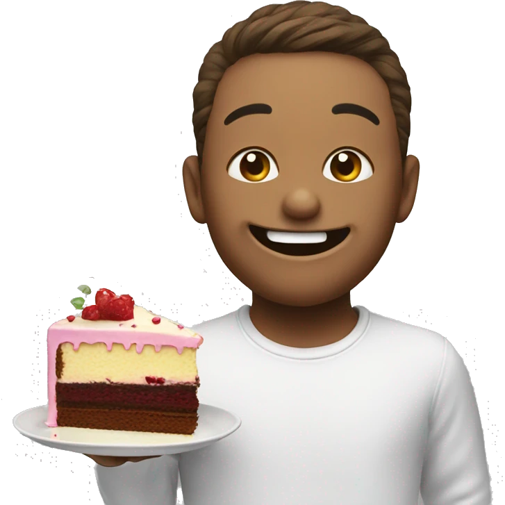 Smiley face eating cake emoji