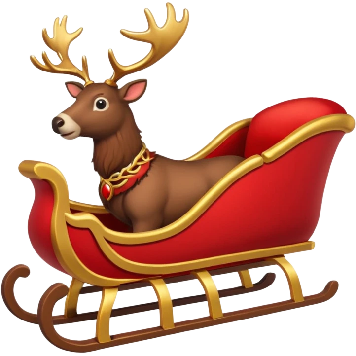 Santas sleigh with Santa in it and deer leading it  emoji