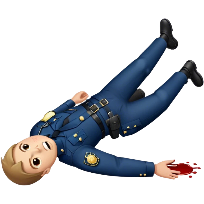 one police officer laying dead on the ground in the prone position emoji