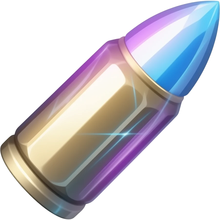 Glowing while Celestial crystal bullet shard emoji
