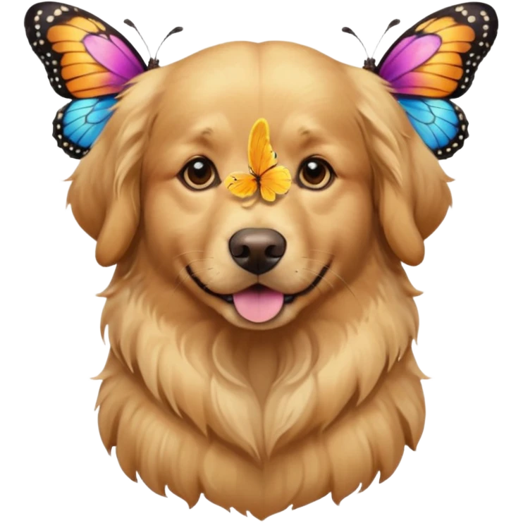 a portrait dog with butterflies emoji