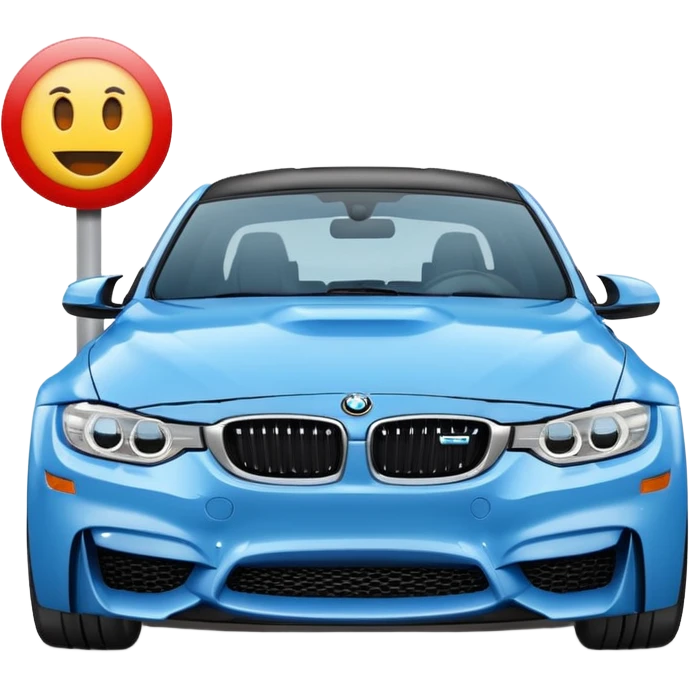 Make me an emoji with a blue bmw M3 and some kind of sign that says ‘W LZR’ emoji
