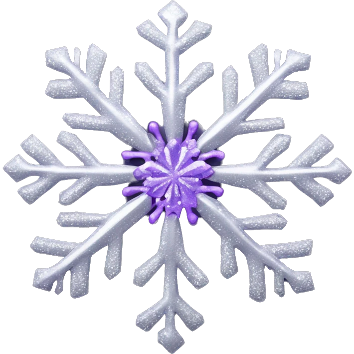 Sparkling Silver and purple swirl ornate glam snowflake emoji