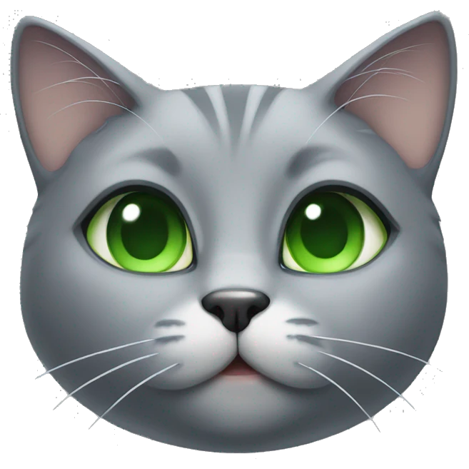 grey cat with green eyes giving a kiss emoji