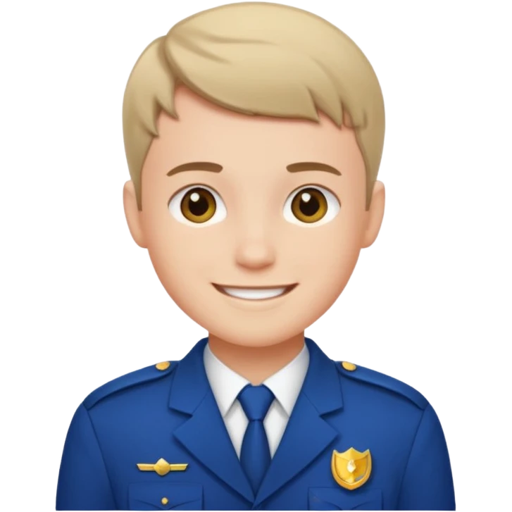 Young Male: short hair, wearing uniform, white skin emoji