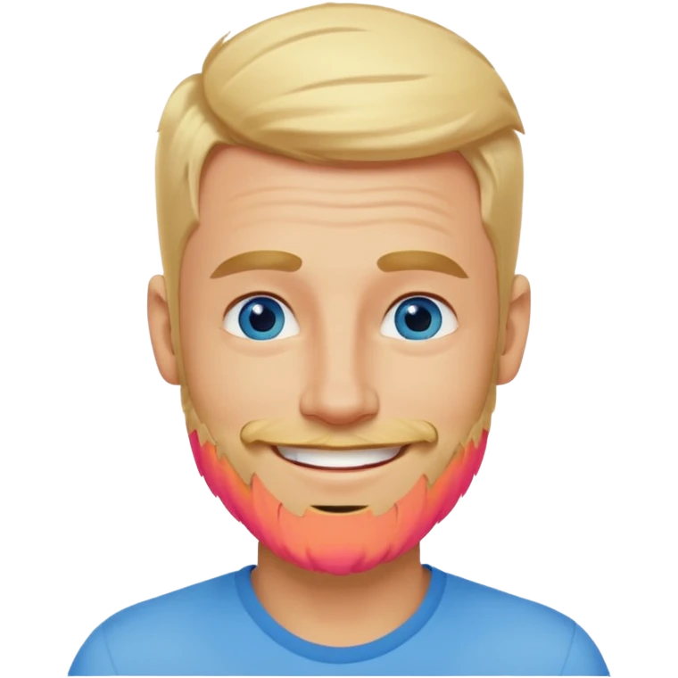cheerful 35-year-old man, blonde, blue-eyed, light beard, smiling emoji