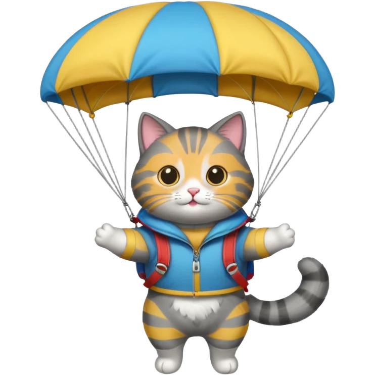 gray cat with parachute emoji
