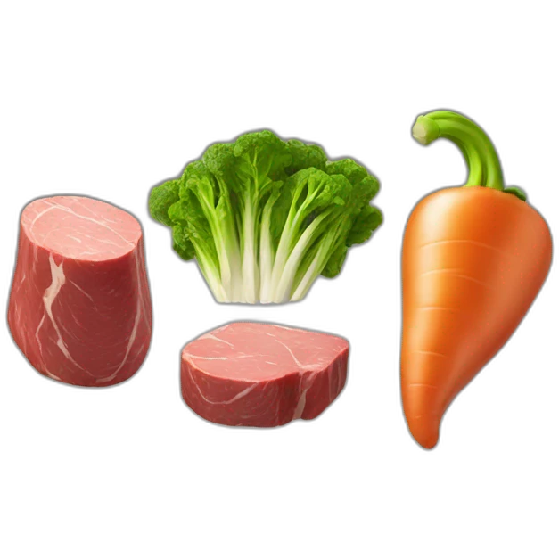 3d sketch meat and two veg emoji