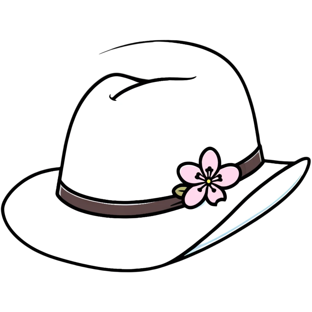 White cowgirl hat with pink cherry blossoms emoji