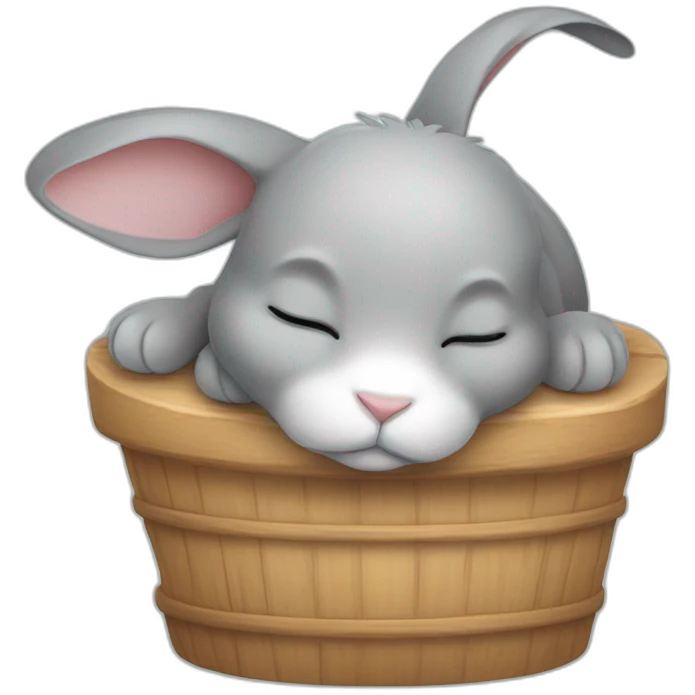 Sleeping grey little rabbit emoji