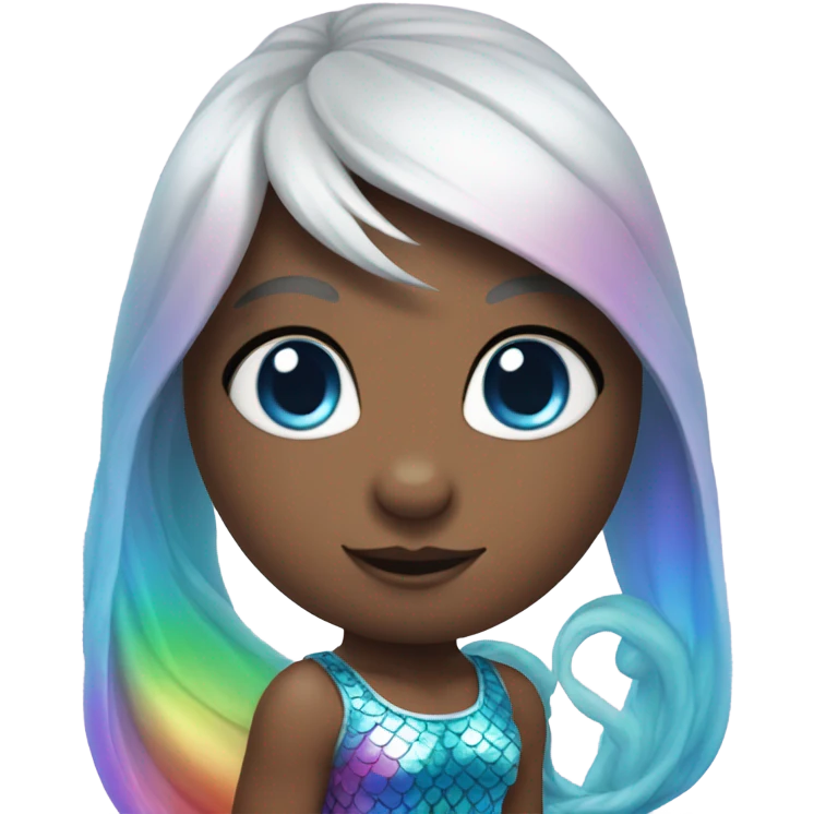 rainbow bunny with big blue eyes wearing rainbow mermaid costume  emoji