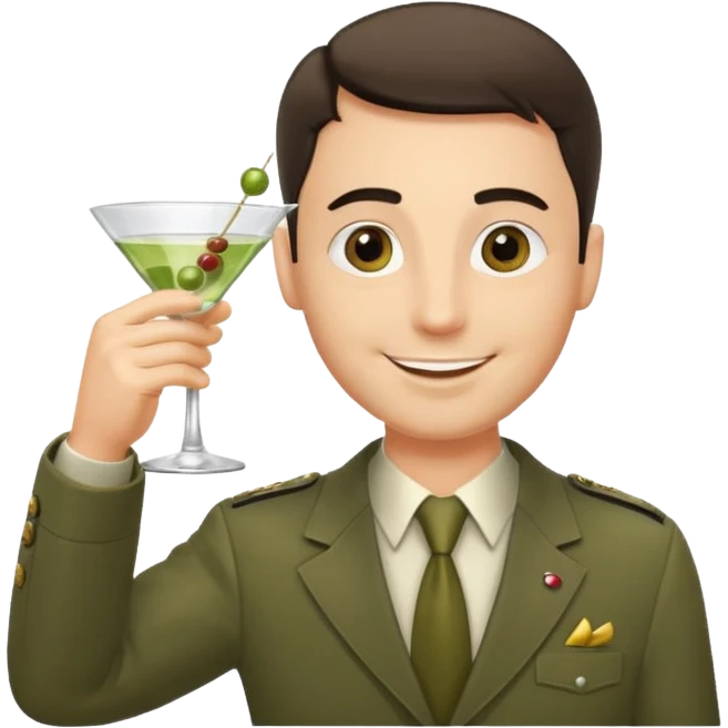 Emoji of a guy respectfully saluting by rising glass of martini cocktail like this 🍸 emoji